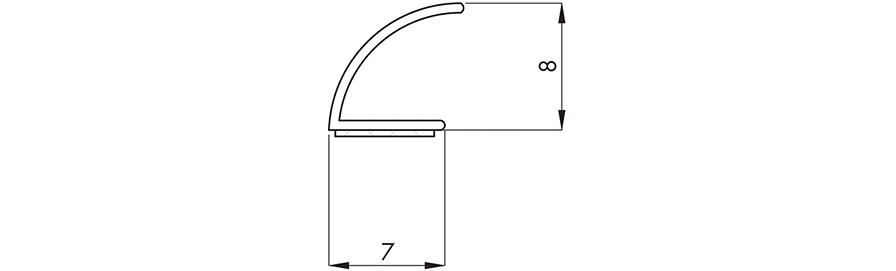 FF-Türanschlagdicht. 25m V-Dichtung 1024T selbstklSI ws, Br 7mm x H 8mm Silikon