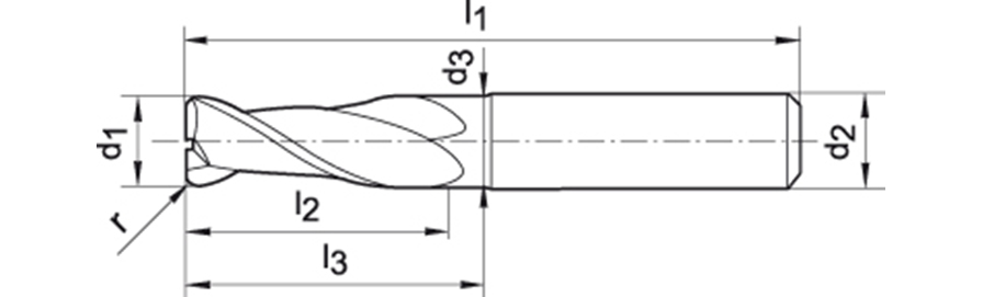 Schaftfräser lang DIN6527VHM FIRE Schaft HA Z2 12/2mm GÜHRING