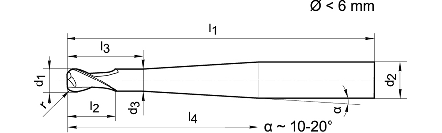 Torusfräser lang WN VHM Signum Z2 2/0,5mm GÜHRING