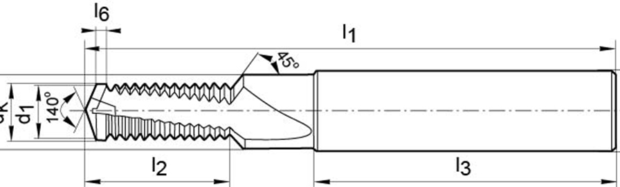 Bohrgewindefräser VHM DTMCSP TiCN Schaft HA 2xD M10 GÜHRING