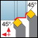Außen quadratisch plan & längs 45° Einstellwinkel