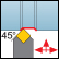 Außen 90° quadratisch 45° Einstellwinkel