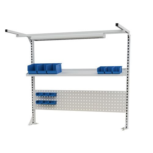 Werkbankaufbau 1500 mm, Multi-Wand-Aufbau mit Beleuchtung, umfangreiches Zubehör