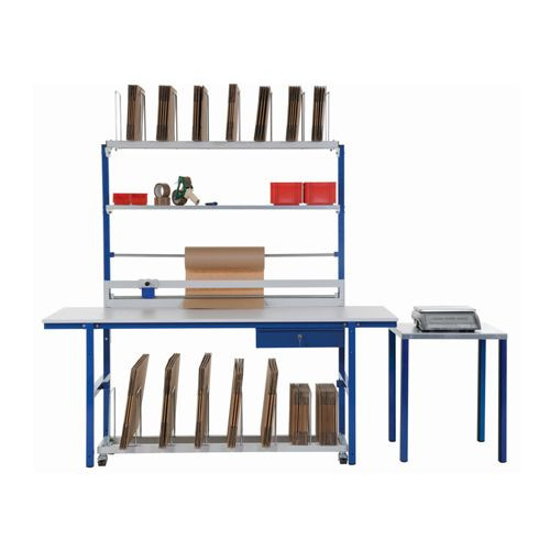 Pack- und Arbeitstisch Breite 1600 Arbeitsplatte melaminharzbeschichtet 19 mm